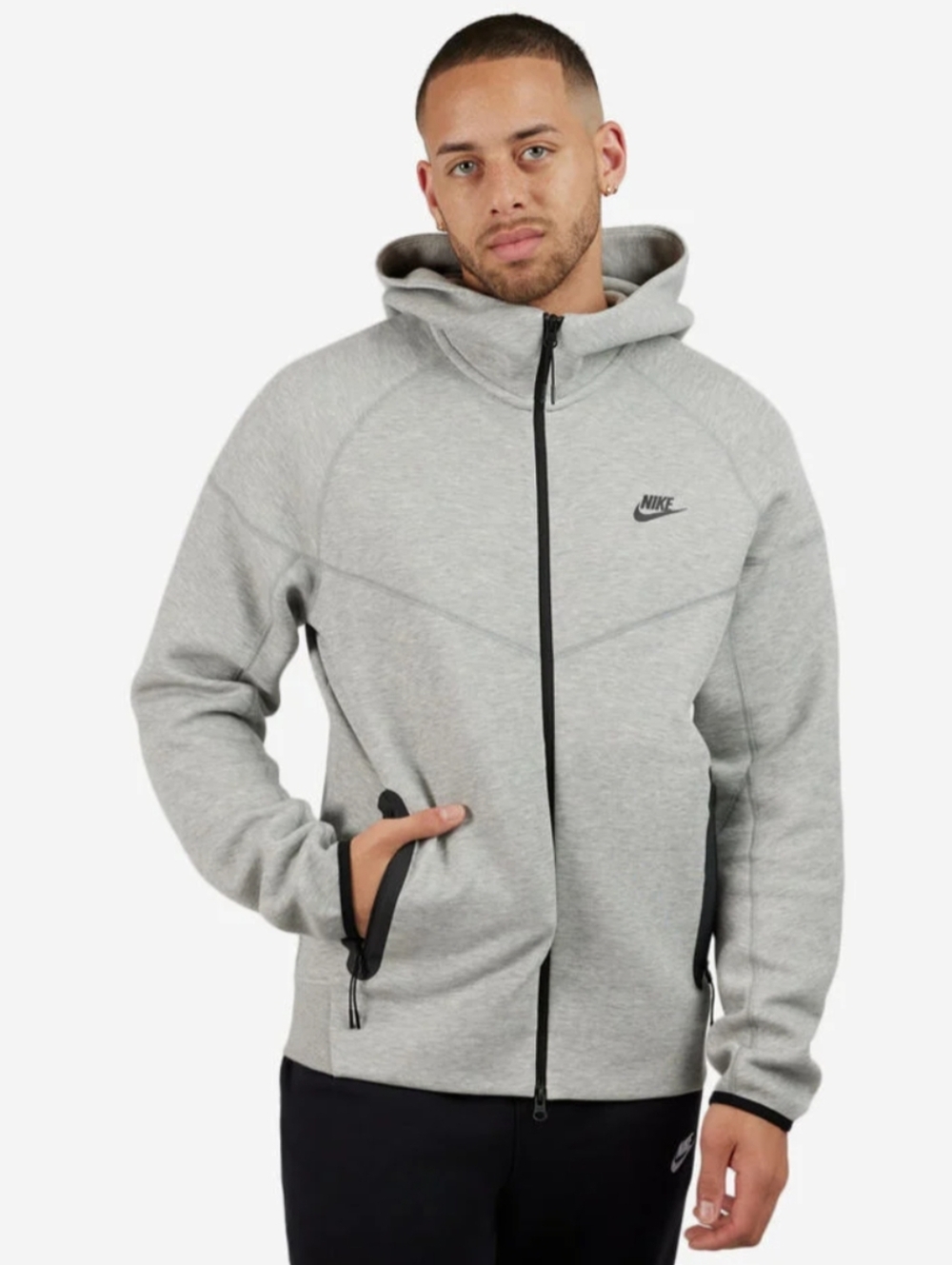 Nike Tech Fleece Full-Zip Windrunner Hoodie Size Large in Heather Gray Like New